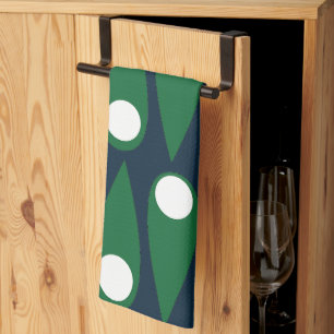 Abstraktes grün-weißes Muster Geschirrtuch