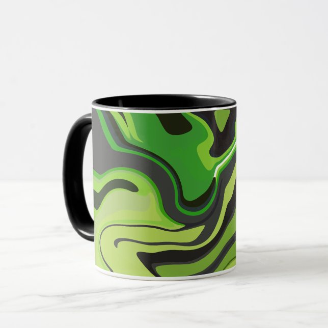 Abstraktes grünes Ablaufmuster Tasse (Vorderseite Links)