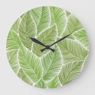 Abstraktes grünes florales nahtloses Hintergrundbi Große Wanduhr