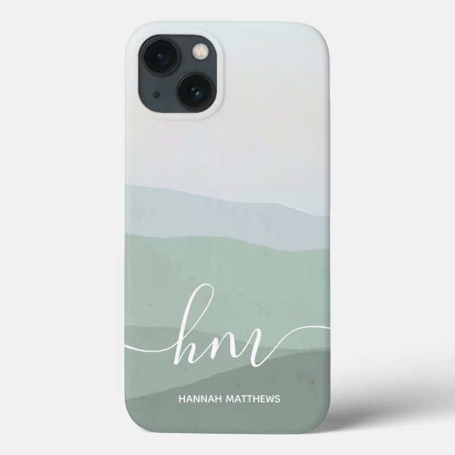 Abstraktes Grünes Gebirge Wasserfarbenwelt Landsch Case-Mate iPhone Hülle (Rückseite)