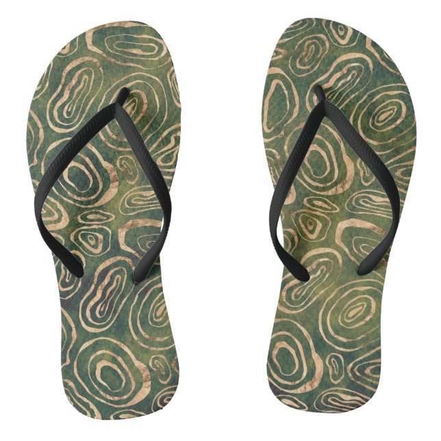 Abstraktes grünes Gold Flip Flops (Fußbett)