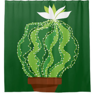 Abstraktes grünes Kaktus nahtloses Muster Duschvorhang