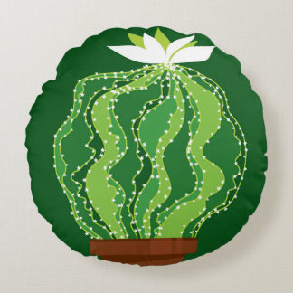 Abstraktes grünes Kaktus nahtloses Muster Rundes Kissen