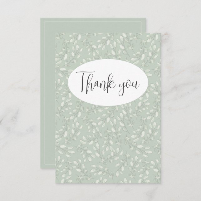 Abstraktes grünes Leaf Flat Danke Karte (Vorne/Hinten)