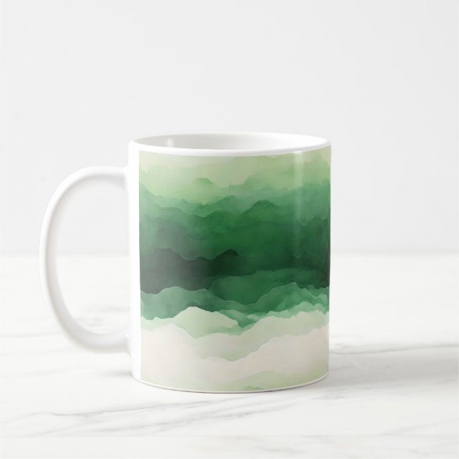 Abstraktes grünes Lichtmuster Kaffeetasse (Links)