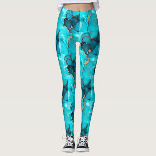 Abstraktes grünes Muster Mittelmeer Türkis Leggings