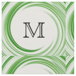 Abstraktes grünes Swirl Monogramm Nr. 3 Stoff
