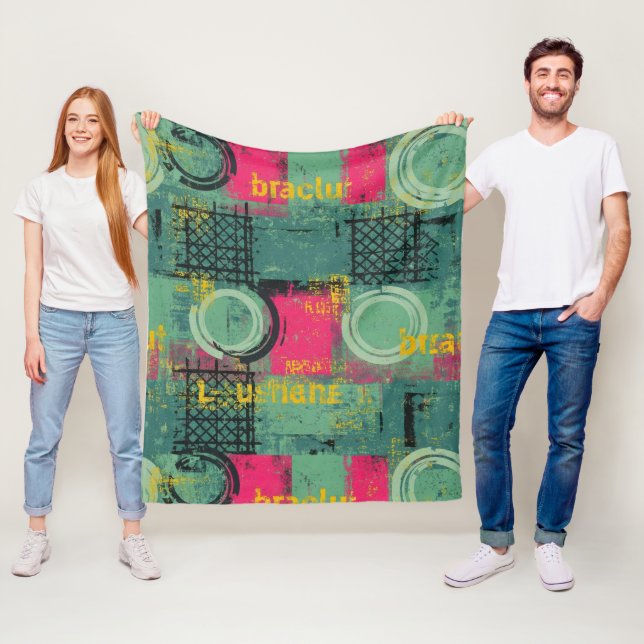 Abstraktes Grunge-Muster mit geometrischen Formen Fleecedecke (Beispiel)
