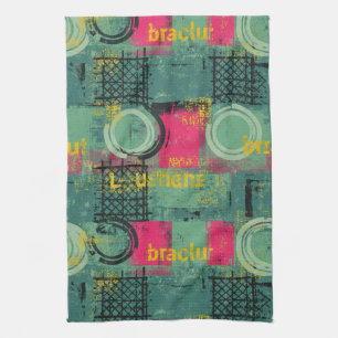 Abstraktes Grunge-Muster mit geometrischen Formen Geschirrtuch