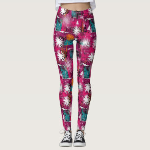 Abstraktes Grunge-Muster mit Löwenzahn Leggings