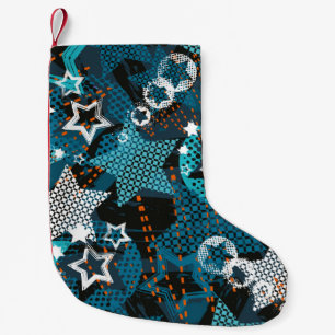 Abstraktes Grunge-Star-Muster Kreieren Sie den Hin Kleiner Weihnachtsstrumpf