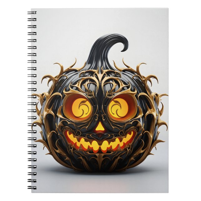 Abstraktes Halloween Elegant Black Pumpkin Notizblock (Vorderseite)