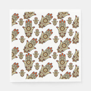 Abstraktes Hamsa-Amulett-Muster (Hand der Fatima) Serviette