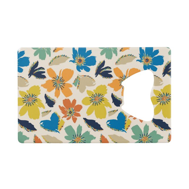 Abstraktes handgezeichnetes Boho-Blumenmuster Geldbeutel Flaschenöffner (Rückseite Horizontal)