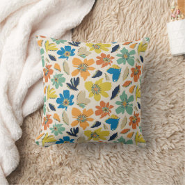 Abstraktes handgezeichnetes Boho-Blumenmuster Kissen