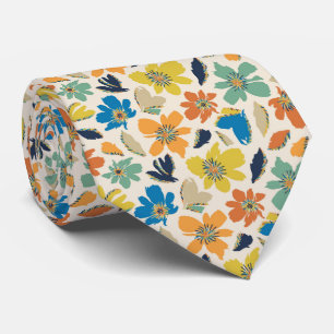 Abstraktes handgezeichnetes Boho-Blumenmuster Krawatte