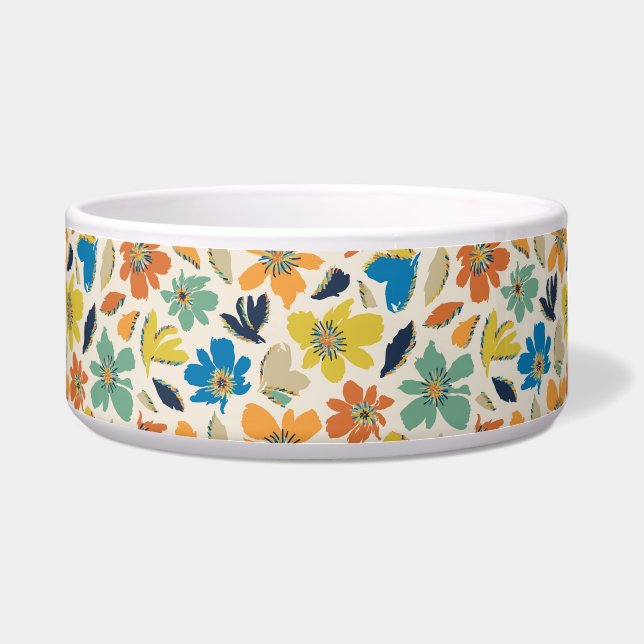 Abstraktes handgezeichnetes Boho-Blumenmuster Napf (Vorderseite)