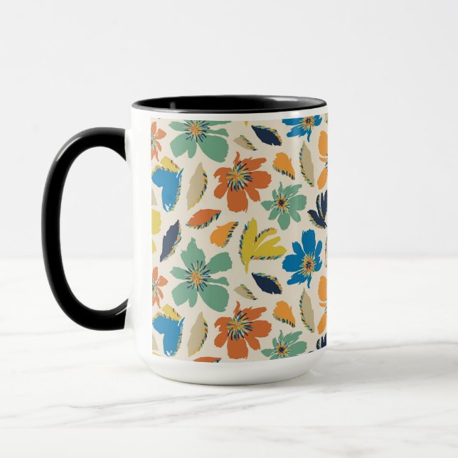 Abstraktes handgezeichnetes Boho-Blumenmuster Tasse (Links)
