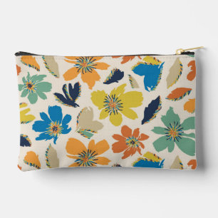 Abstraktes handgezeichnetes Boho-Blumenmuster Zubehörtasche