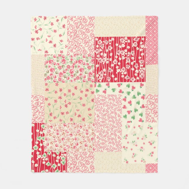 abstraktes, handgezeichnetes Patchwork-Muster Fleecedecke (Vorderseite)