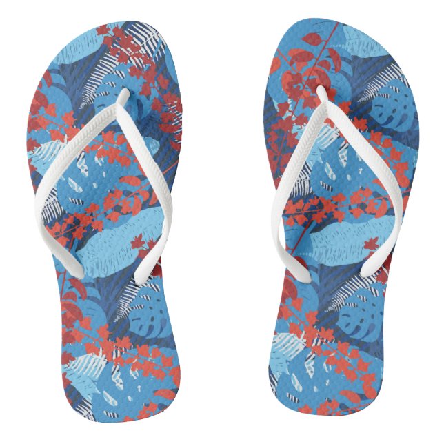 Abstraktes hawaiianisches Leaf-Muster Flip Flops (Fußbett)