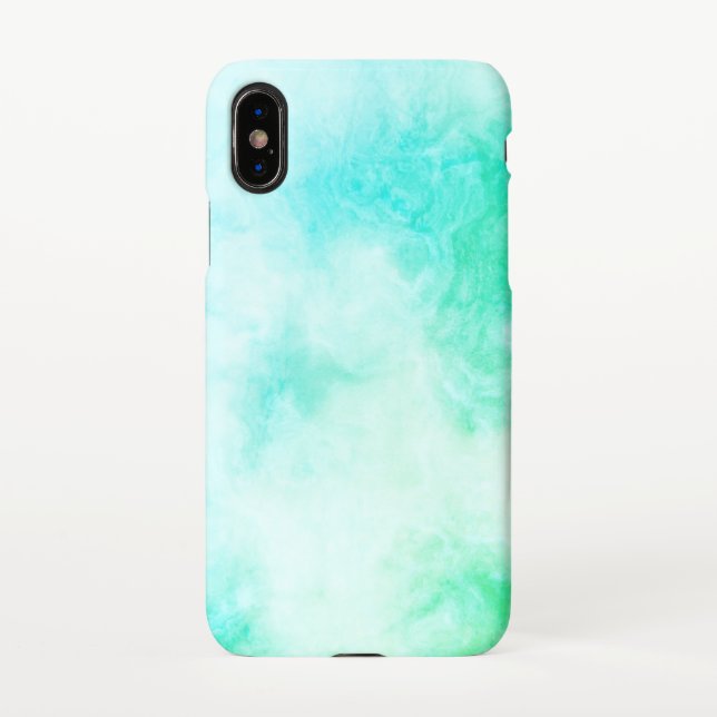 Abstraktes, hellblaues Muster aus weißem Marmor iPhone Hülle (Rückseite)