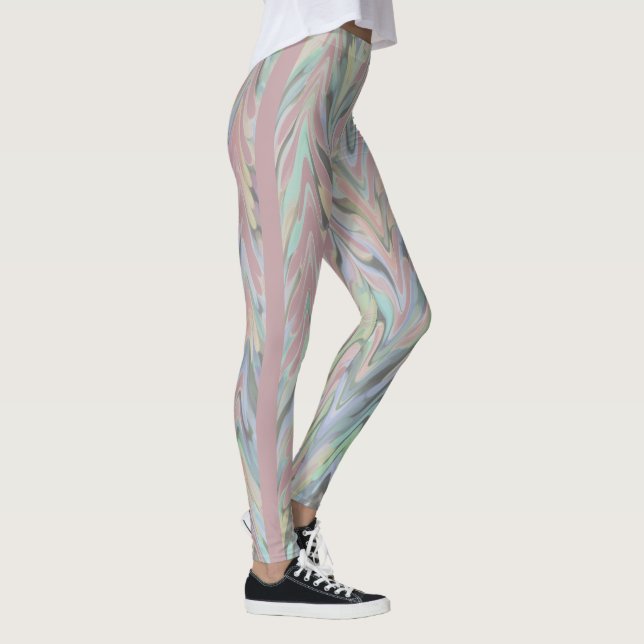 Abstraktes Herringbone - Rose/breit Leggings (Rechts)