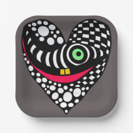 Abstraktes Herz auf Grau Pappteller