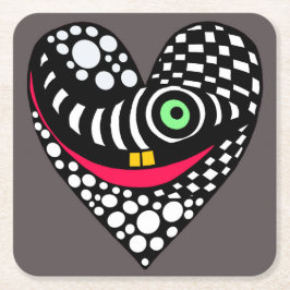 Abstraktes Herz auf Grau Rechteckiger Pappuntersetzer