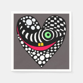 Abstraktes Herz auf Grau Serviette