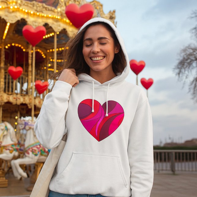 Abstraktes Herz fett Rot und Rosa Muster wirbeln Hoodie (Von Creator hochgeladen)