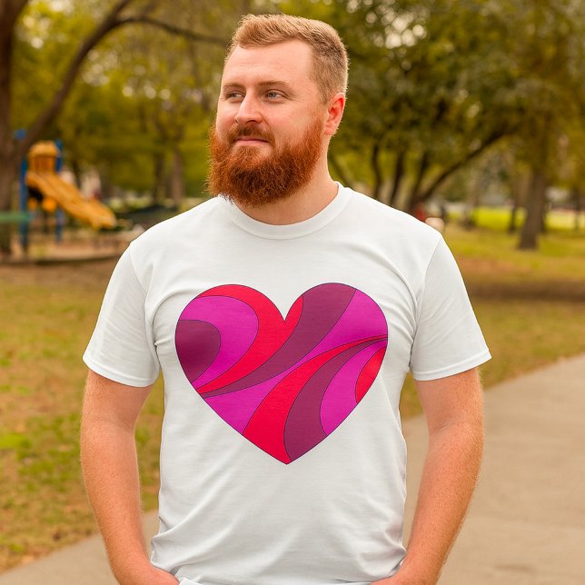 Abstraktes Herz fett Rot und Rosa Muster wirbeln T-Shirt (Von Creator hochgeladen)