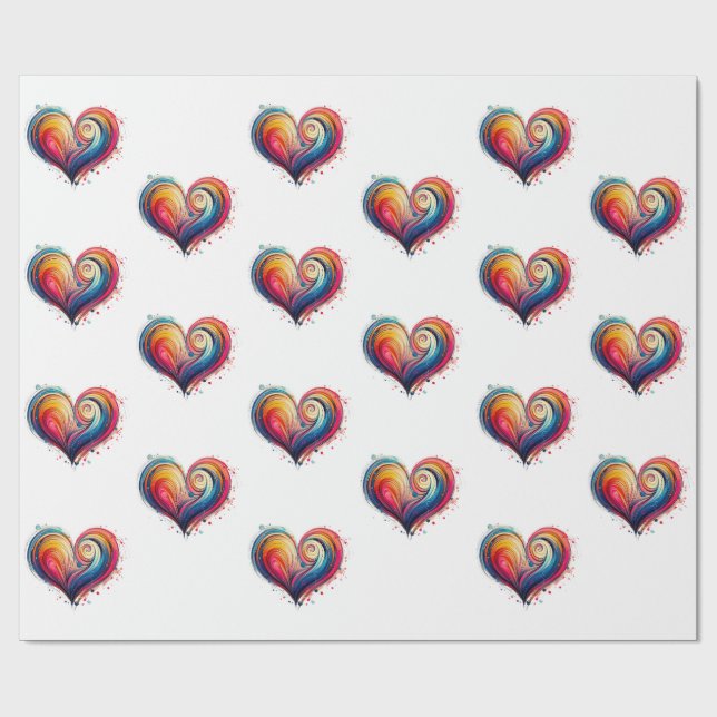 Abstraktes Herz Geschenkpapier (Flach)