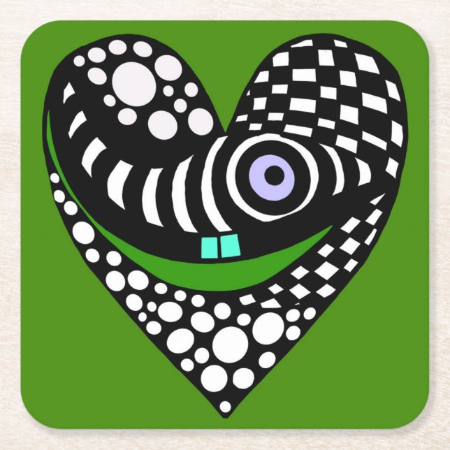 Abstraktes Herz in Grün Rechteckiger Pappuntersetzer (Vorderseite)