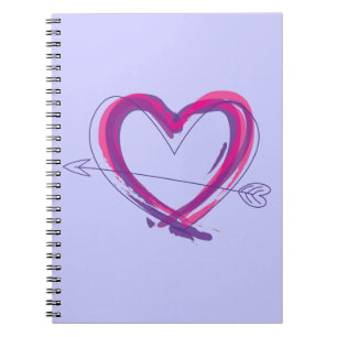 Abstraktes Herz in Lila und in rosa Notizblock