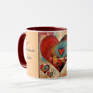 Abstraktes Herzdesign mit Text Valentins Tasse