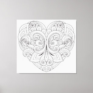 Abstraktes Herzdoodle 6 Leinwanddruck