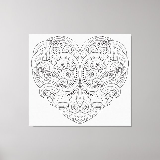 Abstraktes Herzdoodle 6 Leinwanddruck (Vorderseite)