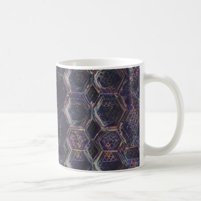 Abstraktes Hexagon Gradient Pattern - Moderne Geom Kaffeetasse (Rechts)