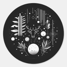 Abstraktes Hirsch mit schwarzer und weißer Geometr