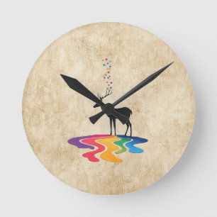Abstraktes Hirschdesign Runde Wanduhr