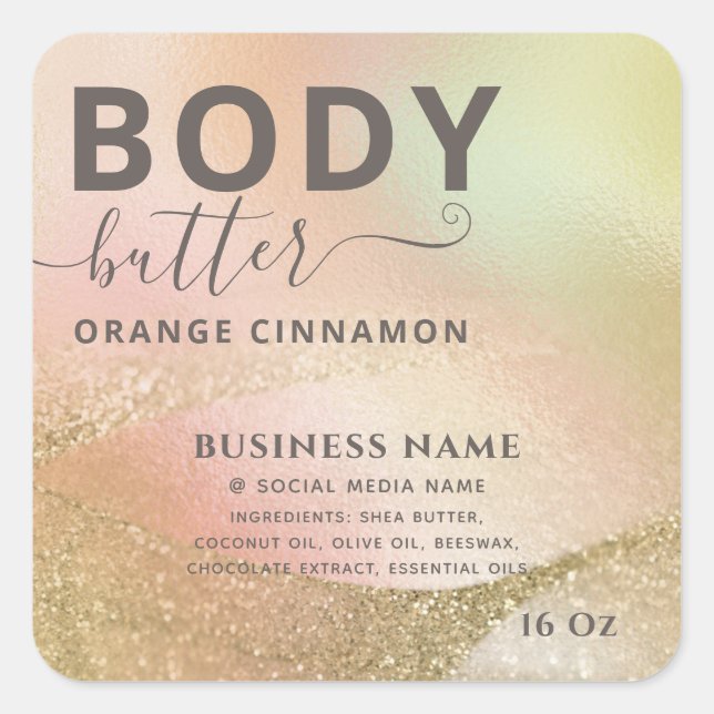 Abstraktes holografisches goldenes, modernes Drehb Quadratischer Aufkleber (Vorderseite)