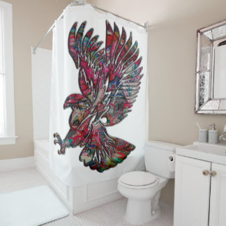 Abstraktes Imitat-metallischer Stammes- Adler Duschvorhang