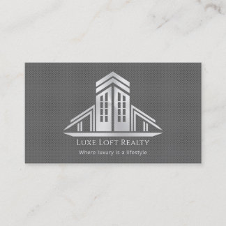 Abstraktes Immobilien-Logo | Graue Kohlefaser Visitenkarte