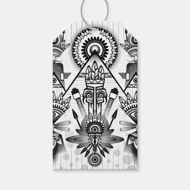 Abstraktes Indianerstamm Geschenkanhänger (Vorderseite)