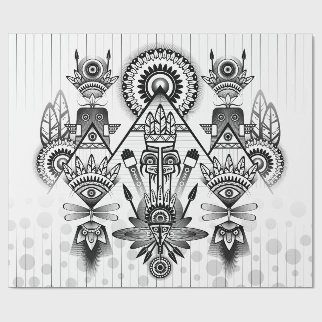 Abstraktes Indianerstamm Geschenkpapier (Flach)