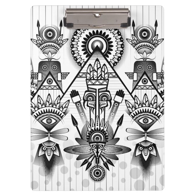 Abstraktes Indianerstamm Klemmbrett (Vorderseite)