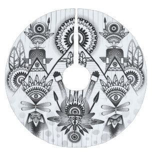 Abstraktes Indianerstamm Polyester Weihnachtsbaumdecke