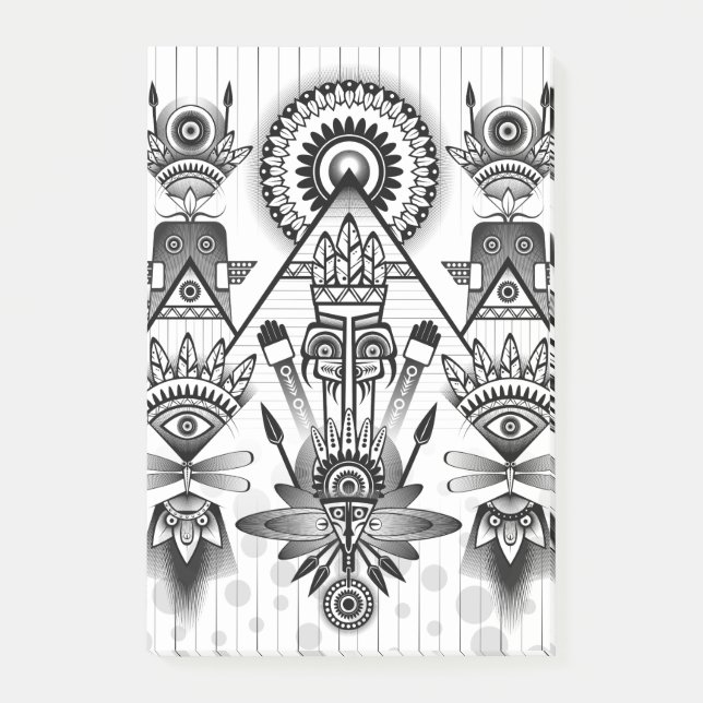 Abstraktes Indianerstamm Post-it Klebezettel (Vorderseite)