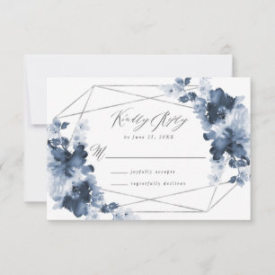 Abstraktes Indigo-Blumenmuster   Hochzeits-RSVP-Ka RSVP Karte